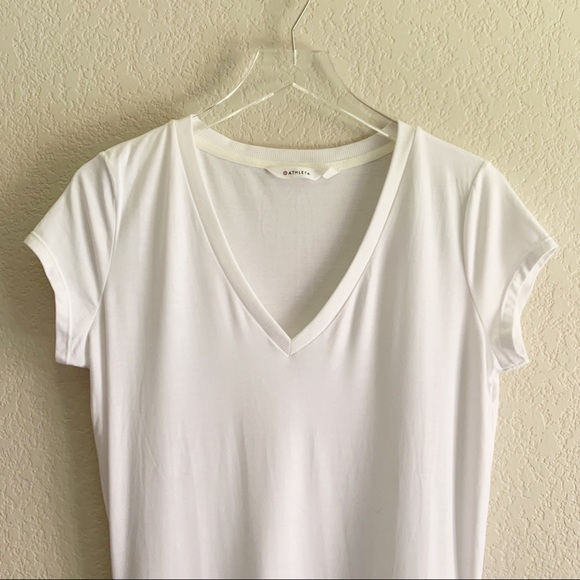 ATHLETA Topanga ruched dress white size medium short sleeves - Picture 6 of 12